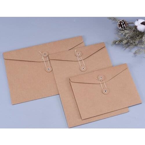 Brown Kraft Paper A5/A4 Document Holder File Storage Bag Pocket Envelope Blank with Storage String Lock Office Supply Pouch SN