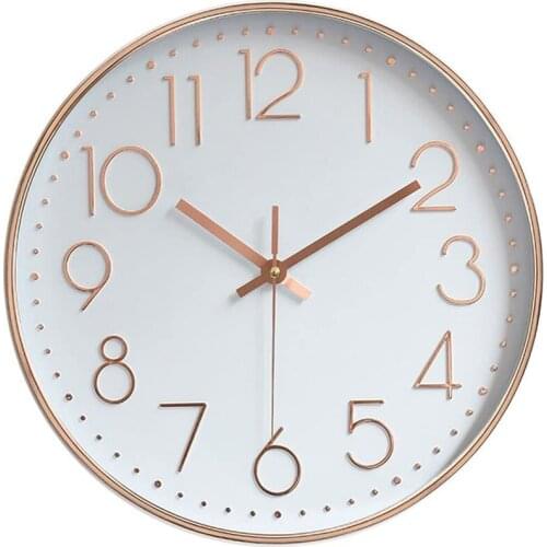 New 12inch Quartz Wall Clock Silent Non-Ticking Wall Clock for Indoor Modern Decorative Rose Golden