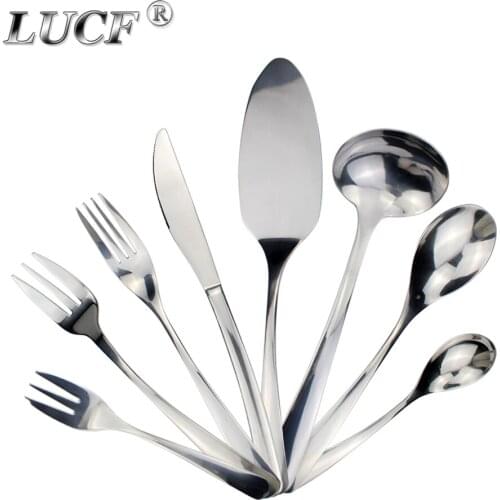 LUCF Useful Baking Utensil Stainless Steel Dinnerware with Cake Server Soup Ladle Powerful Cutlery For Restaurant Kitchenware