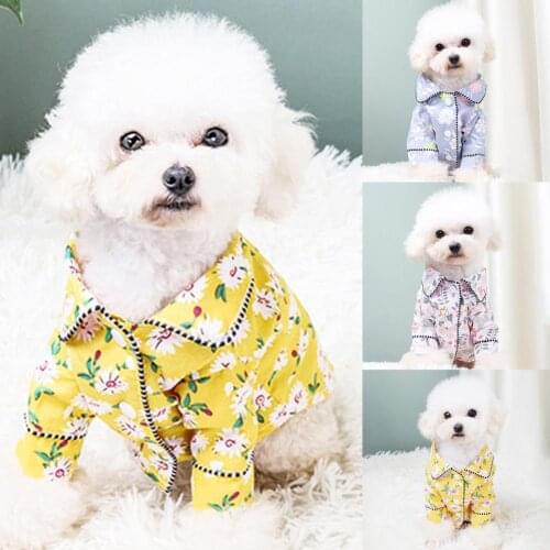 Sweet Spring Summer Flower Printing Breathable Two-legged Dog Puppy Pajamas Pet Cloth