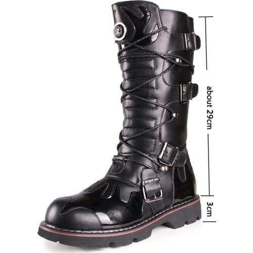 Mens High Boots Knight Boots Zapatos De Hombre Men Shoes Military Tactical Boots Black Punk Boots Motorcycle Boots Winter