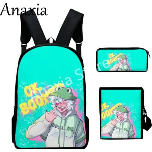 Dream smp boomerna Merch new 3D backpack set 3 pieces lightweight youth school bag 3D printing messenger bag pencil case