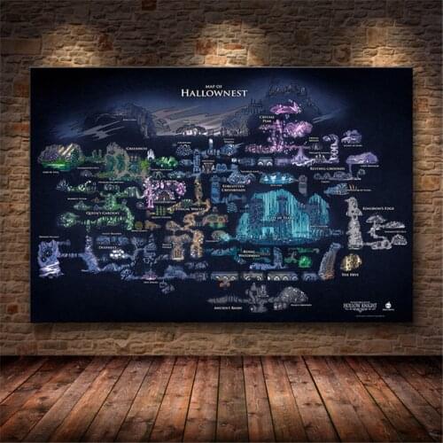 Hollow Knight Map The Game Poster Decoration Canvas Painting of The on Posters Prints Of Hallownest wall art Cuadros Unframed
