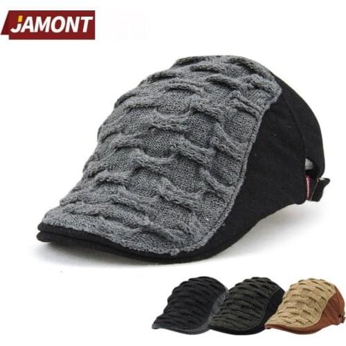 JAMONT Casual Peaked Berets Hat Cotton Visor Retro Black Flat Casquette Cap 2018 NEW Duckbill Distress Vintage Hat for Men Women