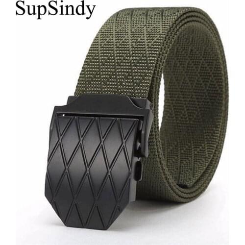 SupSindy canvas belt Black Alloy buckle nylon waistband military men belt Army tactical belts for Women best quality male strap