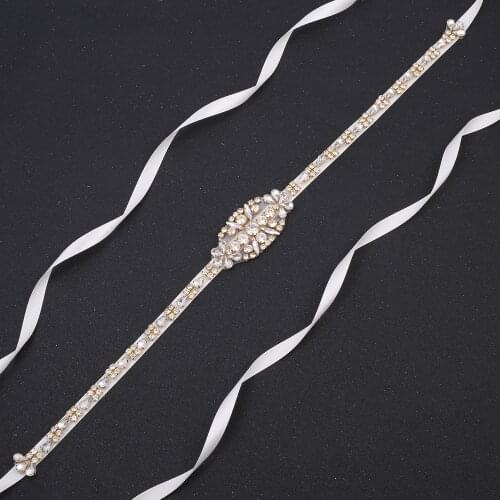 SESTHFAR Handmade Bridal Belt Wedding Belts Sashes Rhinestone Crystal Beads Belt For Bridal Gowns