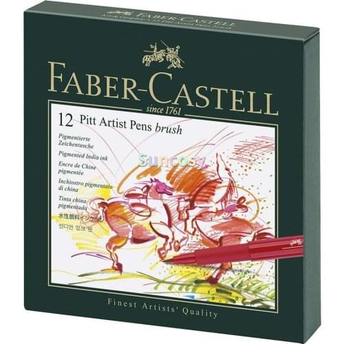 Faber-Castell Pitt Artist Brush Pens (12 Pack), Multicolor, Extremely Fade Resistant and Feature Waterproof