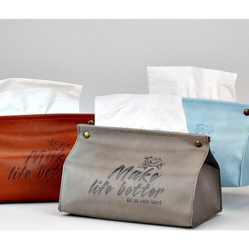 Tissue Case Pu Leather Tissue Case Vintage Paper Holder Foldable Home Car Office Towel Napkin Papers Container Table Decoration