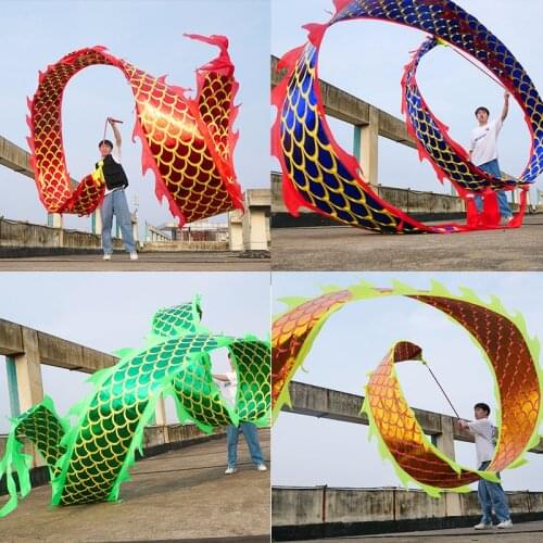 Chinese Dance Dragon Supplies Adults Spring Festival Chinese New Year Dance With Colorful Ribbon Sport Accessoires Props