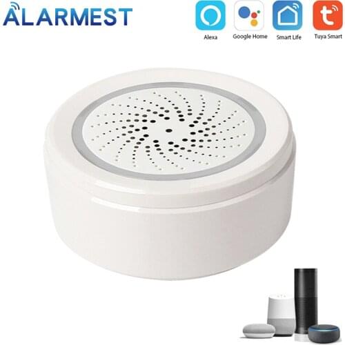 Smart Home Wireless WiFi Siren Alarm Sensor USB Power temperature and humidity sensor detector