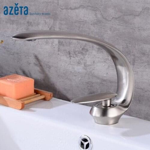 Bathroom Cold & Hot Water Basin Faucet Lavatory Brushed Nickel Brass Single Handle Washbasin Mixer Tap AT3688BN