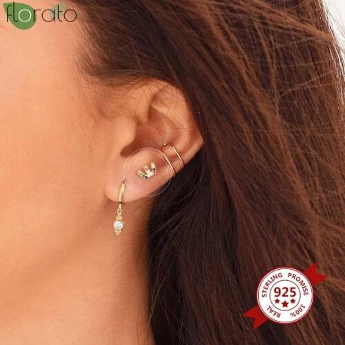 In-Ear 925 Silver Ear Needle Exquisite CZ Crystal Stud Earrings Womens Ear bone Small Earrings Prevent Allergy Party Jewelry