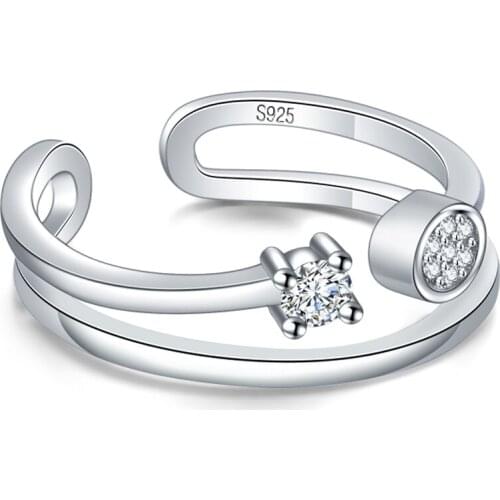 Fashion Charm Solid Silver Ring 100% 925 Sterling Silver Inlay cz Zircon 5A Adjustable woman ring Engage Jewelry Gift