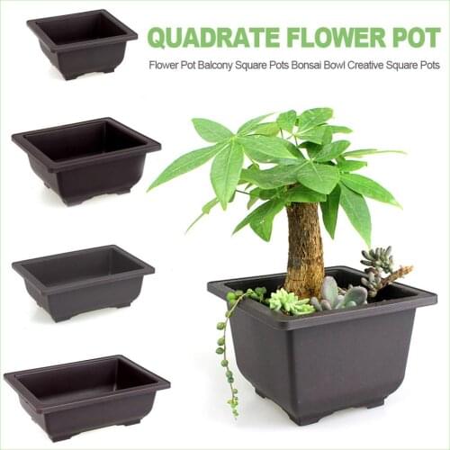 1pc Flower Pot Balcony Square Pots Bonsai Bowl Creative Square Pots Imitation Purple Sand Plant Tray For Garden Decoration