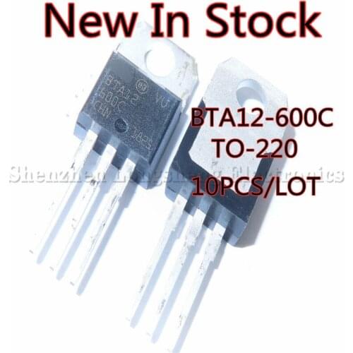 10PCS/LOT BTA12-600C 12A 600V TO-220 Triac Thyristor In Stock