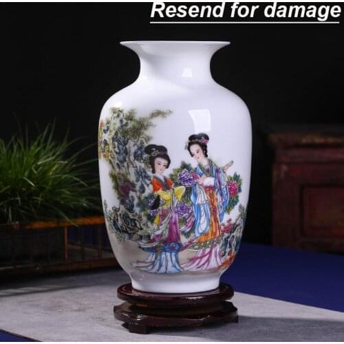 Antique Jingdezhen Ceramic Vase Flowers Patterns Tabletop Porcelain Vase Decorative Home Ornament Crafts NO Base