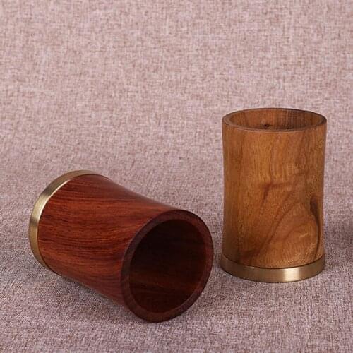 Ceative Natural Color Wooden Pen Holder Round Shape Multi-function Desk Stationery Organizer Storage Box Home Art