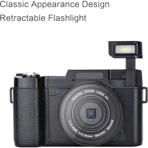 HD Half-DSLR Digital Cameras With 24MP 3.0" 180° Screen 4X Telephoto&Wide Angle Lens Anti-shake Waterproof Camera For Sport