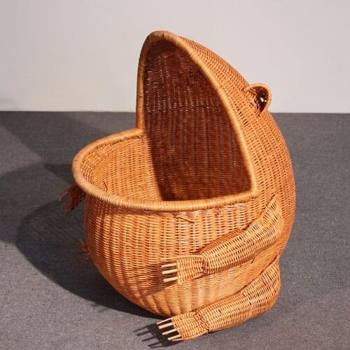 Cy Rattan Handmade Frog Ornaments Rattan Sundries Basket Storage Box Basket Toy Lou Linen Basket
