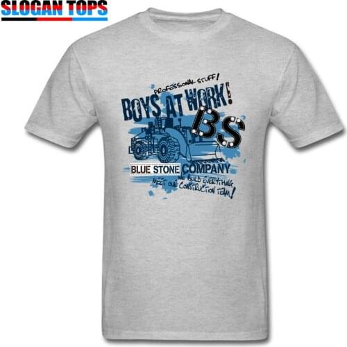 Cars Lover T-shirt Men Grey T Shirt Boys At Work Tops Bulldozer Printed On Your Clothes Cool Custom School Tees Cotton Tshirt