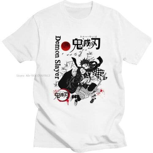Kimetsu No Yaiba Tshirt Short Sleeve Cotton Nezuko T-shirt Casual Anime Manga Demon Slayer Tee Tops Tanjiro Kamado T Shirt Gift