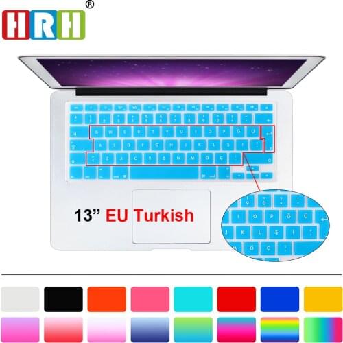 HRH Waterproof Ultra-thin Turkish Language Silicone Keyboard Cover Keypad Skins For Macbook Pro Retina Air 13 15 17 EU Layout
