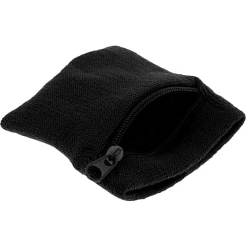 Pack of 2) Unisex Sweatbands Outdoor Sports Running Wrist Band Wallet with Zipper Pocket