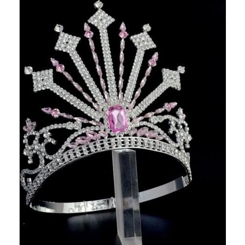 Pageant Crowns Tiaras Lager Adjustable Headband Peacoke Green Light Rose Hair Jewelry For Bridal Wedding Australian Rhinestone