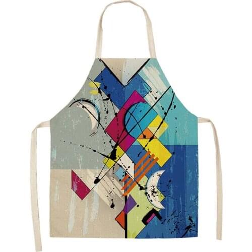 Antifouling Kitchen Apron Geometric Cotton Linen Sleeveless man women Chef Cooking Aprons Kitchen accessories 68*55 0031