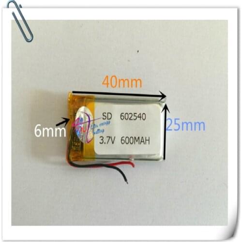 10 pcs 3.7V 600mAh 602540 Lithium Polymer LiPo Rechargeable Battery For Mp3 Mp4 Mp5 DIY PAD DVD E-book bluetooth headset