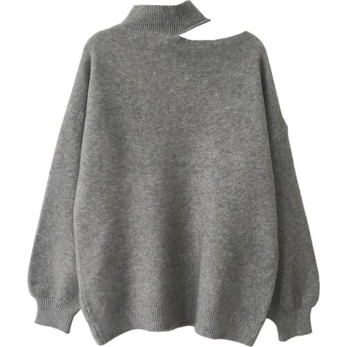 2020 Autumn Off Shoulder Long Sleeve Pullovers Sweater Korean Style Loose Tops All Match Sexy Women Knitted Sweaters Thicken