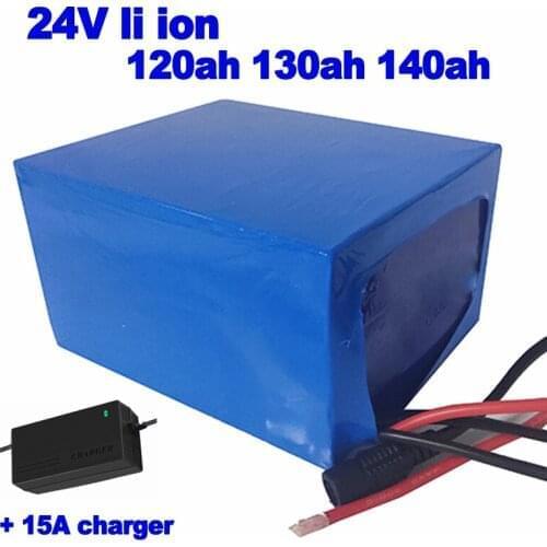 Customized 24v 120ah 130ah 140ah li-ion Battery Pack power 80A BMS for Solar off-grid power AGV robot forklift UPS + 15A charger
