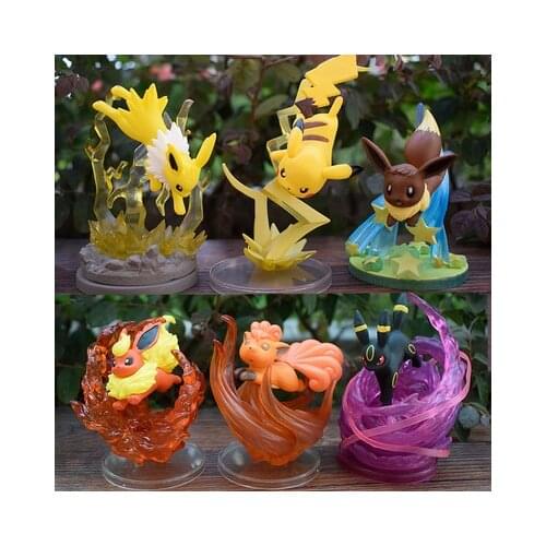 Pokemon Pocket MonsterPikachu Eevee Vulpix Slowbro Marill Mew Popplio Scene Furnishing Articles Model Anime Figures Collect