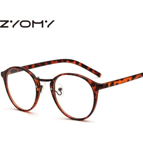 Q 1Pcs Women Men Eyewear Vintage Brand Design Round Myopia Optical Mirror Flat Lens Ultralight Classic