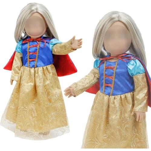 Handmade Outfit Fairy Tale Dress for Princess with Cloak Golden Skirt Gown Clothes Accessories for 18 Inch Girl Doll Toy