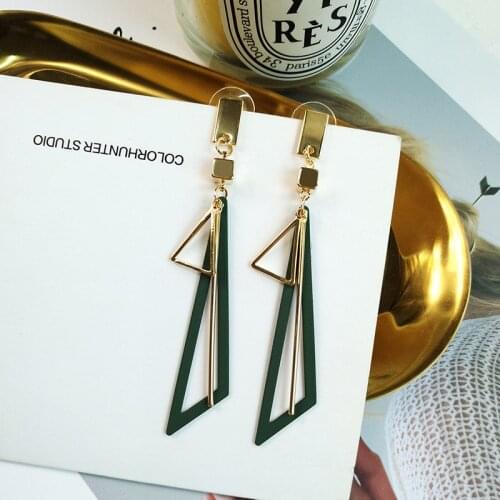 Korean Creative Long Statement Geometric Triangle Tassel Dangle Drop Earrings For Women Earings Fashion Jewelry Oorbellen Brinco