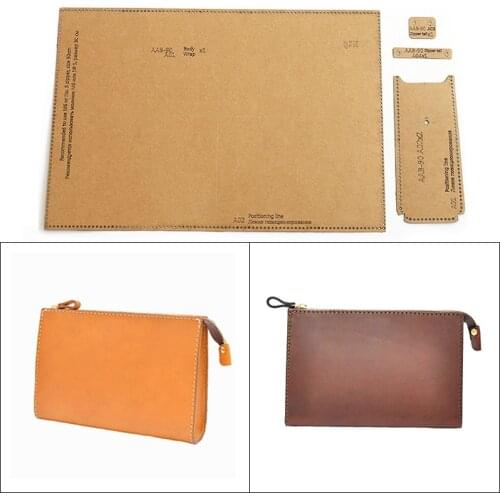 1Set DIY Kraft Paper Template New Casual Fashion Mens Clutch Leather Craft Pattern DIY Stencil Sewing Pattern 24cm*15cm