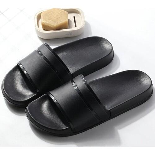 Large Size Couple Home Slippers Summer New Pure Color Anti-skid Bathroom Flip Flops Girls Indoor Elastic Soft Flat Slides