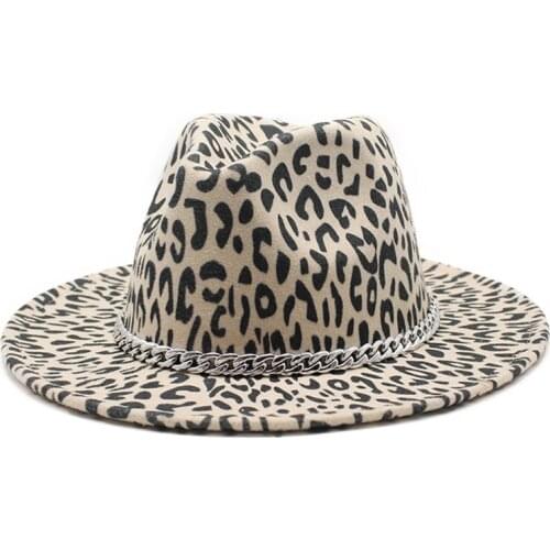 American West beaded shallow fedora hat leopard print top hat flat brim couple hat jazz hat spot кепкаженская