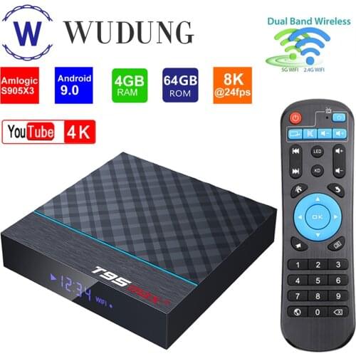 T95 MAX Plus Set Top Box Amlogic S905X3 Android 9.0 4G 32G/64G 2.4G&5G Dual Wifi Bluetooth 4K Home Media Player Smart TV BOX