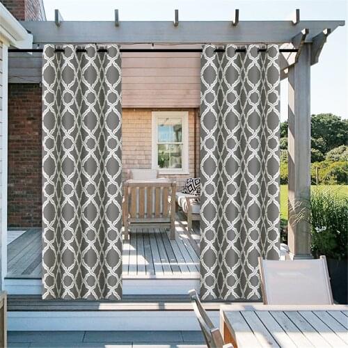 Outdoor Waterproof Moroccan pattern Printed Curtain Pavilion Shading Simple Modern Living Room Bedroom Balcony Sunscreen