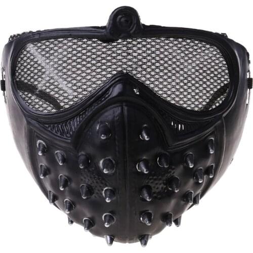Unisex Halloween Punk Devil Anime Mask Plastic Rivets Metallic Cosplay Costume