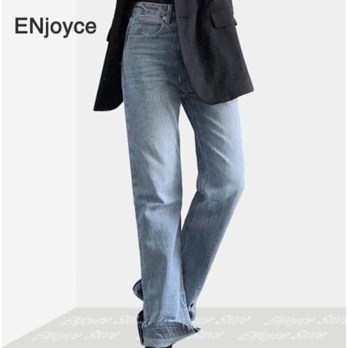 2020 Blue Vintage Skinny Flare Leg High Waist Elegant Jean Pants Summer Korean Stylish Tassel Ripped Jeans Women Trousers