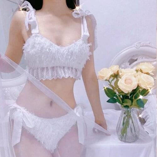 Japanese Sexy Bra and Panty Sets Lolita Beautiful Underwear Women Lingerie Sweet Cute White Kawaii Bra and Panties Bralette 2021