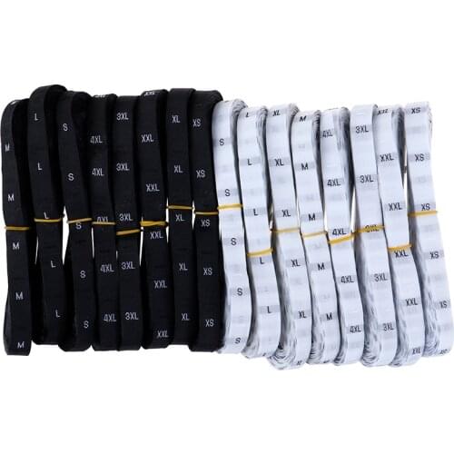 Hot XS-4XL White Black 30mmx 12mm 1 Roll (about 500PCs) Size Labels Garment Clothing Woven Tags