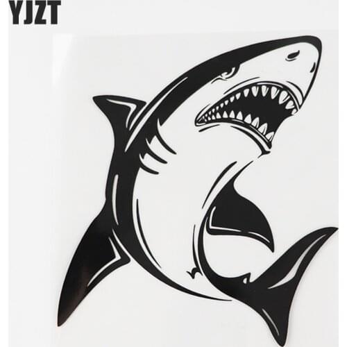 YJZT 14.6CM×15.9CM Personality Ocean Shark Decal Black/Silver Car Stickers Vinyl 13D-1061