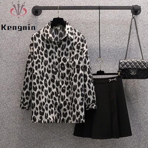 Designer Women Shirts 2021 Autumn Oversized Loose Leopard Female Tops Long Sleeve Chiffon Work Lady Blouse and Shirts KE1651
