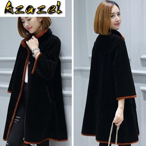 Real Streetwear Korean Vintage Mink Fur Collar Wool Jacket Autumn Winter Coat Women Clothes 2020 Double-sided Wear