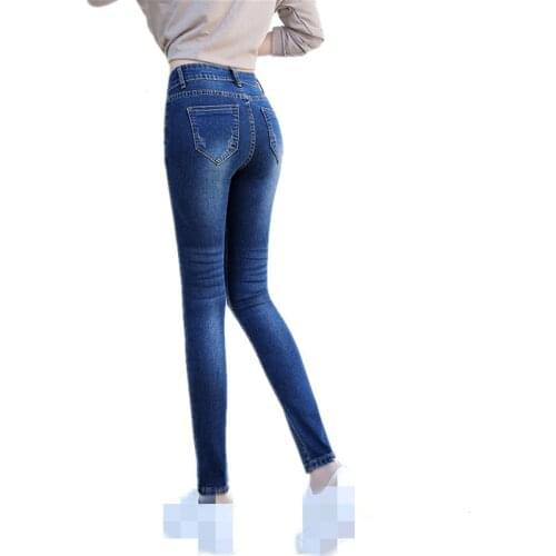 B1917 Womens spring autumn wear new 2019 student Youth popular girl embroidery slimming pencil jeans cheap wholesale