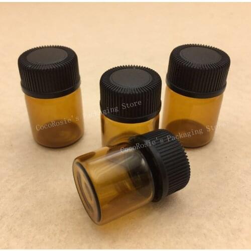 100 PCS 1ml 2ml empty essential oil bottle mini glass essential oil dropper bottle brown Glass Essential Oil reducer bottle